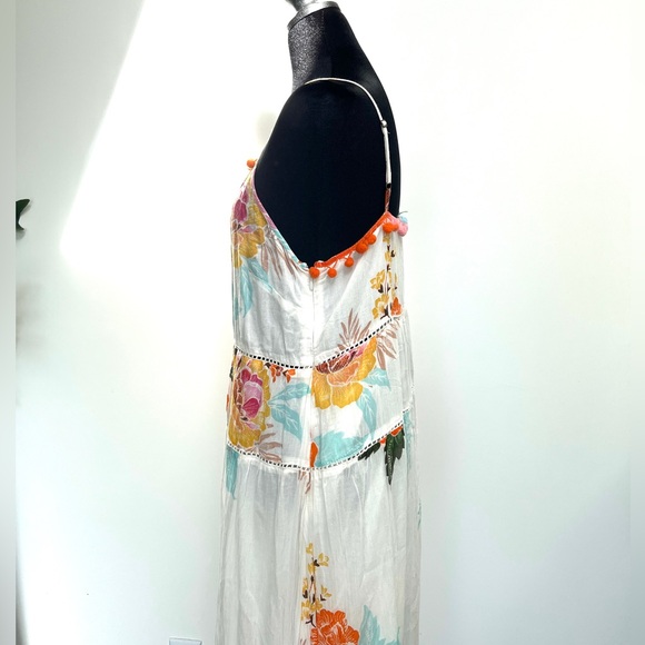 Anthropologie, Farm Rio maxi dress Havana floral, Pom-pom trim 100% cotton. Sz M - Picture 8 of 14
